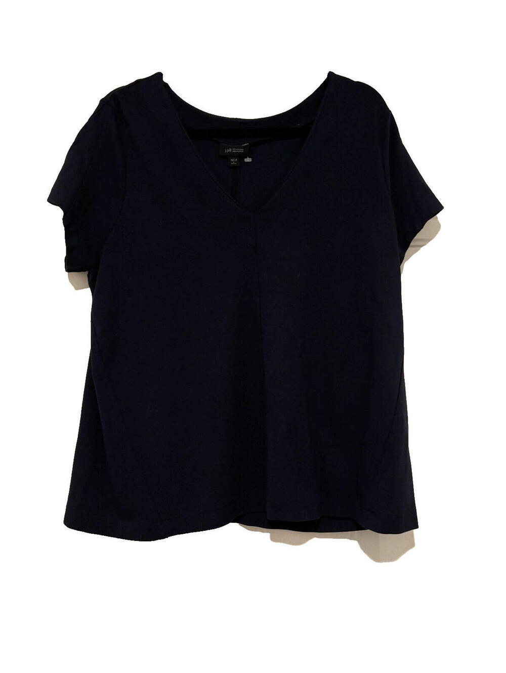 J Jill Wearever Collections sz L petite blue minimalist short sleeve  shirt G